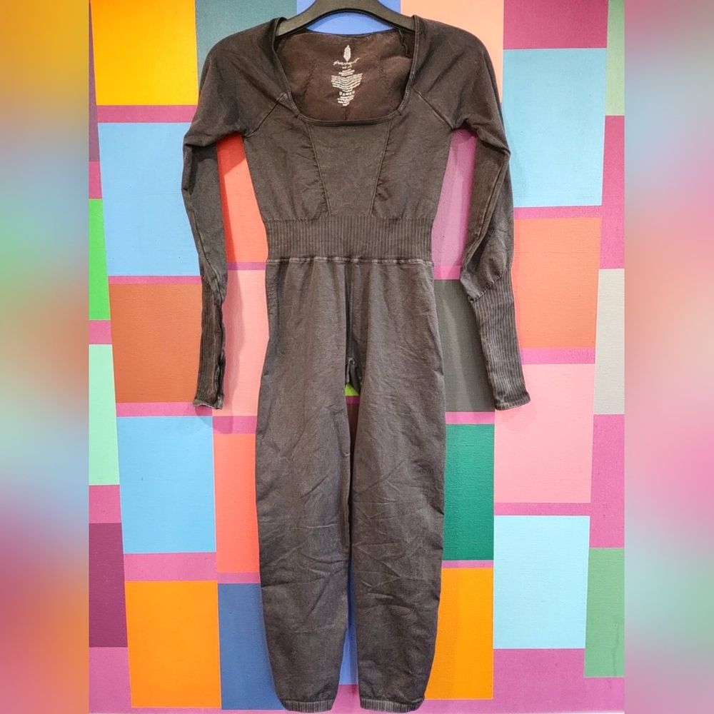 Free People Movement Good Karma Long-Sleeve Onesie - Washed Black (M/L)